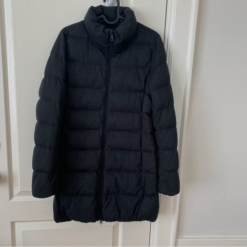 Uniqlo Black Women's Quilted Zip Up Puffer Long Coat Down Winter Jacket Size S